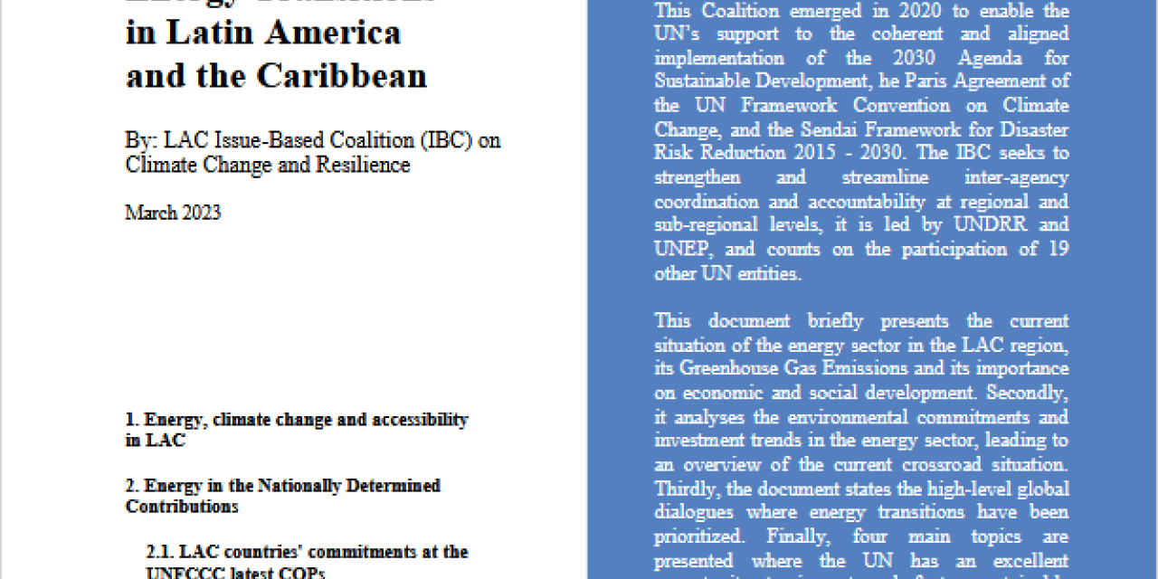 Regional Brief on Energy Transitions in Latin America and the Caribbean